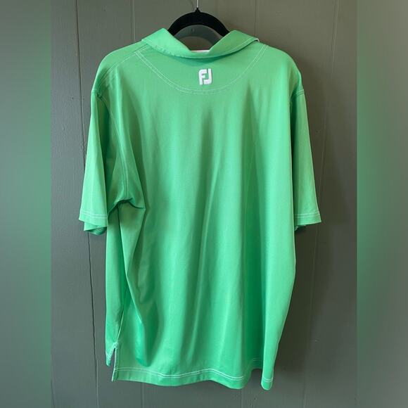 FootJoy Polo Shirt Mens XL Athletic Fit Lime Green Short Sleeve Preppy Golf Polo - Picture 3 of 13